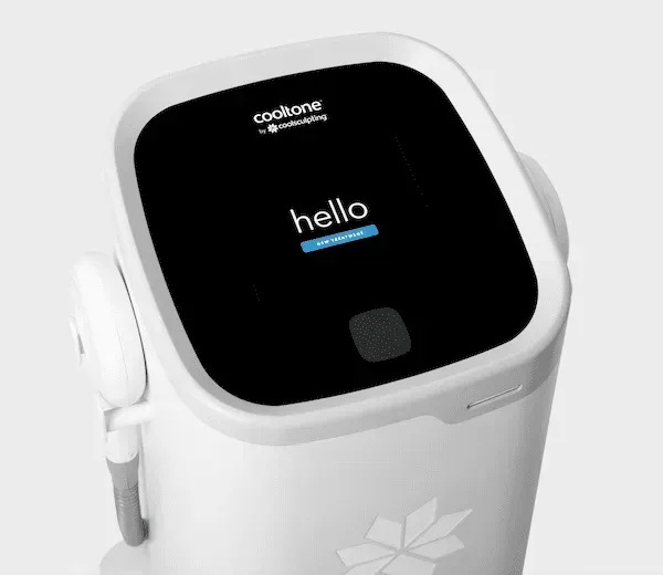 Cooltone device with touchscreen interface displaying "hello"